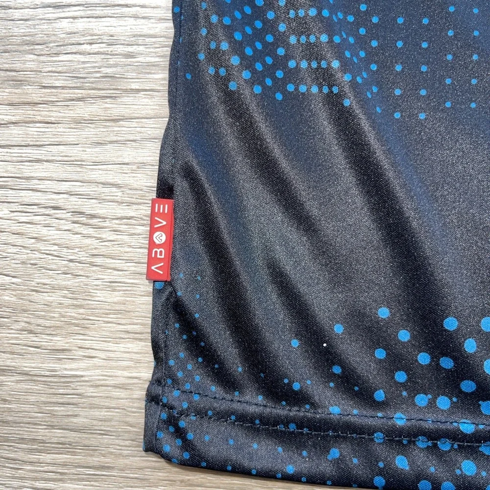 ABOVE Athletic Shirt Mens XL Black Blue Halftone Grid Technical Activewear Tee